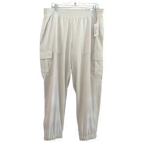 Old Navy Jogger Cargo Pants Womens Size L Cream Lined Stretch Casual Travel